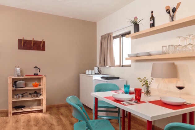 kitchenette in apartment rooms at stay hostel rhodes
